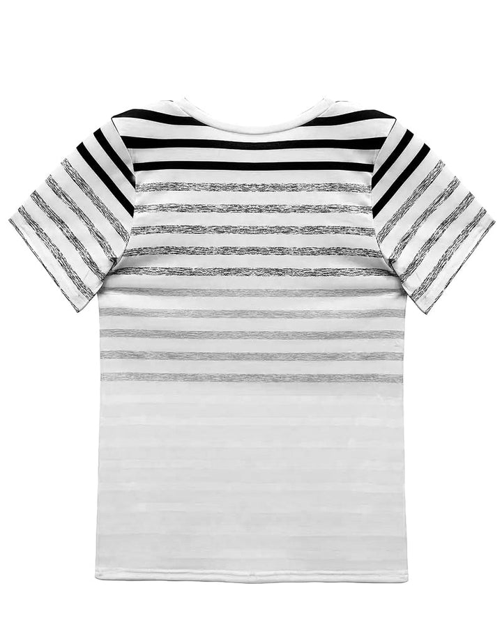 Striped women's T-shirt with round neckline & gradient – Melia-Light pink-S-The Livary