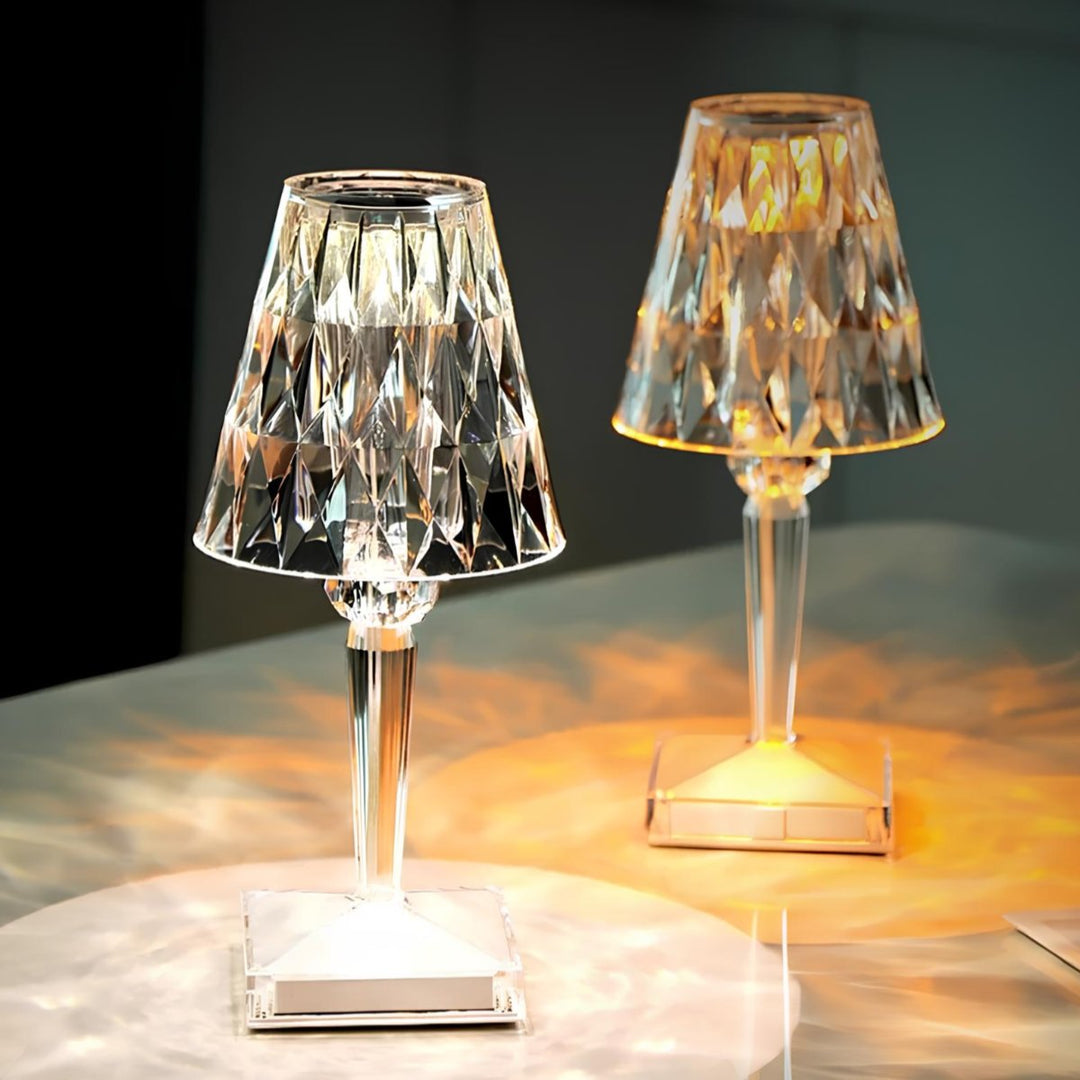 Crystal Table Lamp with Touch Control - LumeCrystal-Transparent-The Livary