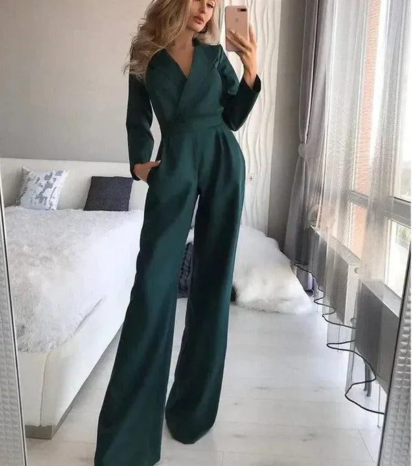 Stylish Jumpsuit with Long Sleeves - Sophie-Green-S-The Livary