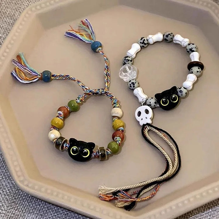 Katjes and Skull Bracelet - Selina-Skull + Kittens-The Livary