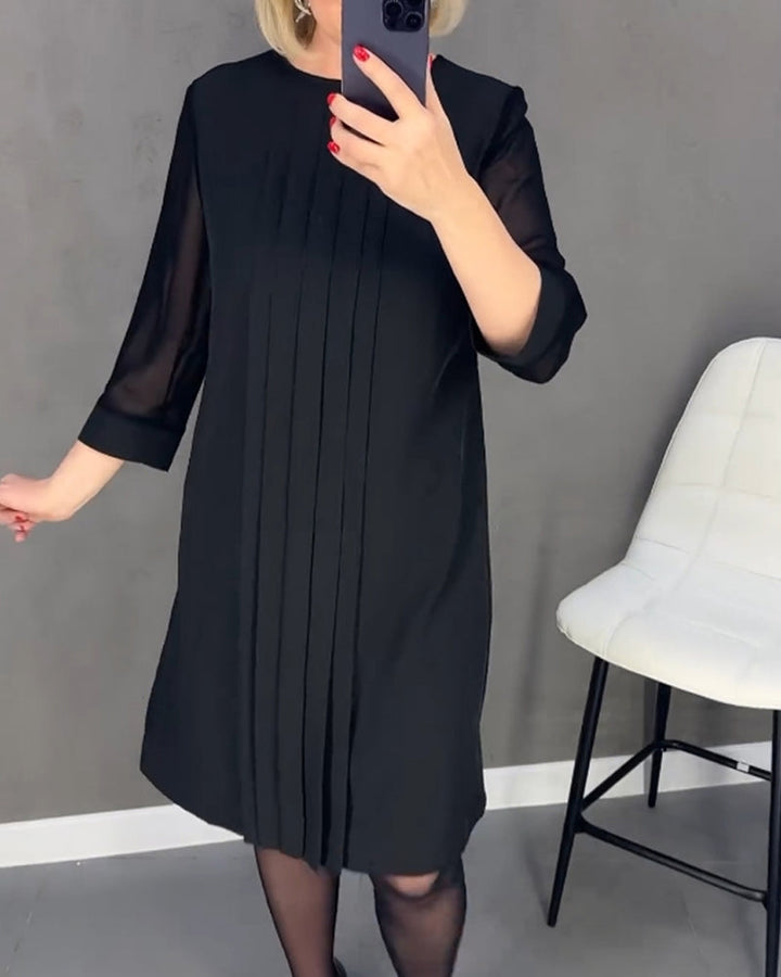 Elegant shift dress with mesh details – Gabrielle-Black-S-The Livary