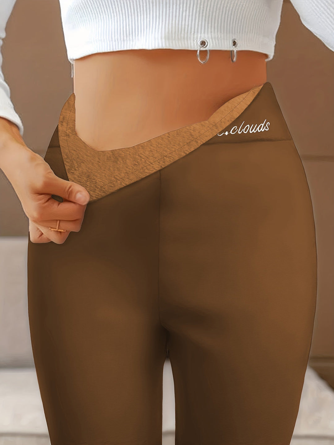 Fleece Lined Thermal Leggings - Celine-Grey-S-The Livary