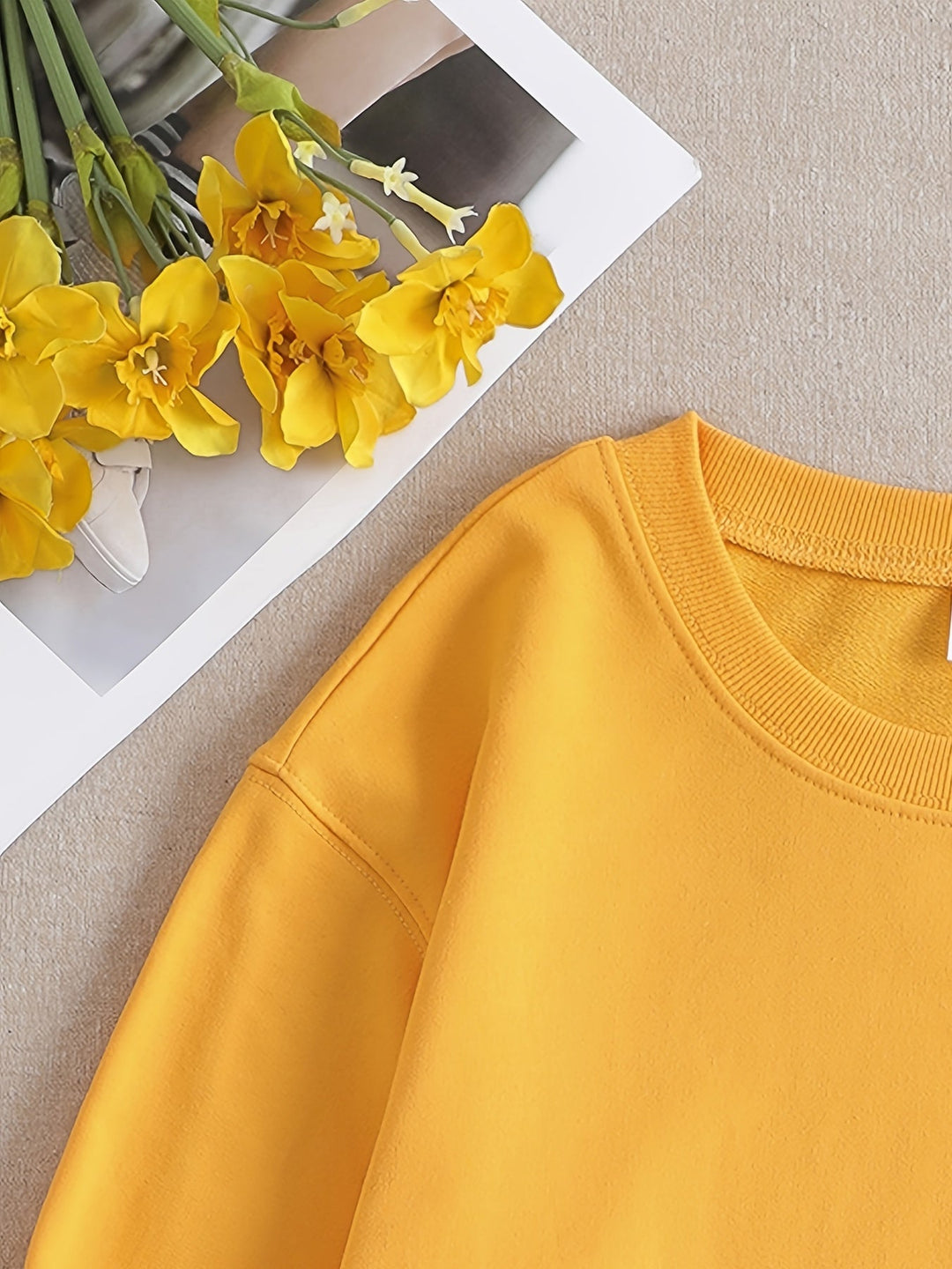 Casual Yellow Sweatshirt with Humorous Graphic Print - Elara-S-The Livary