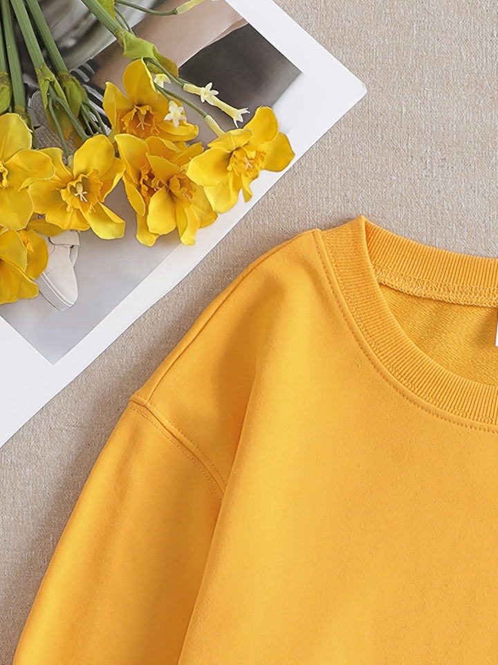 Casual Yellow Sweatshirt with Humorous Graphic Print - Elara-S-The Livary