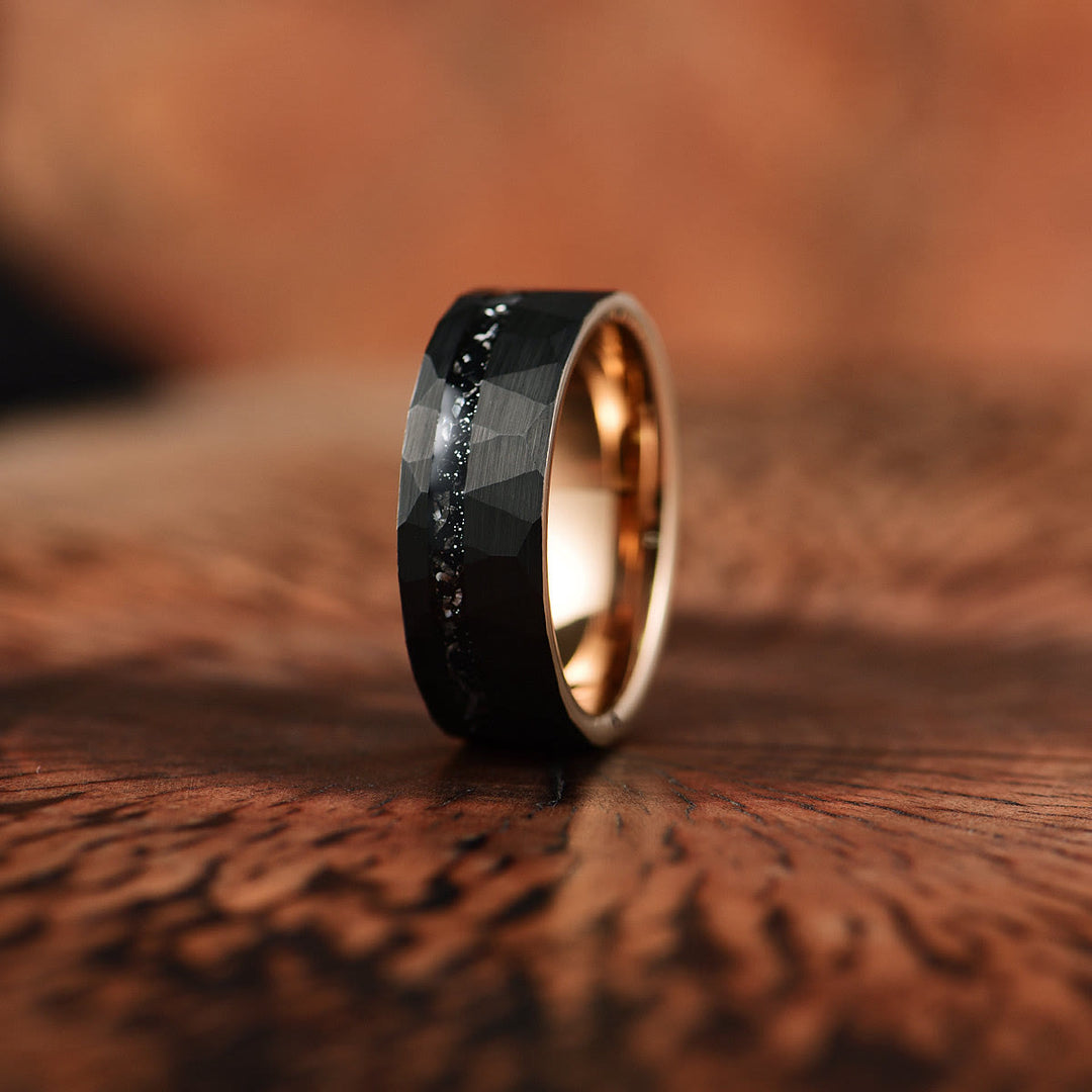 8mm Black Tourmaline Tungsten Carbide Ring - Ares-2.13 inches-The Livary