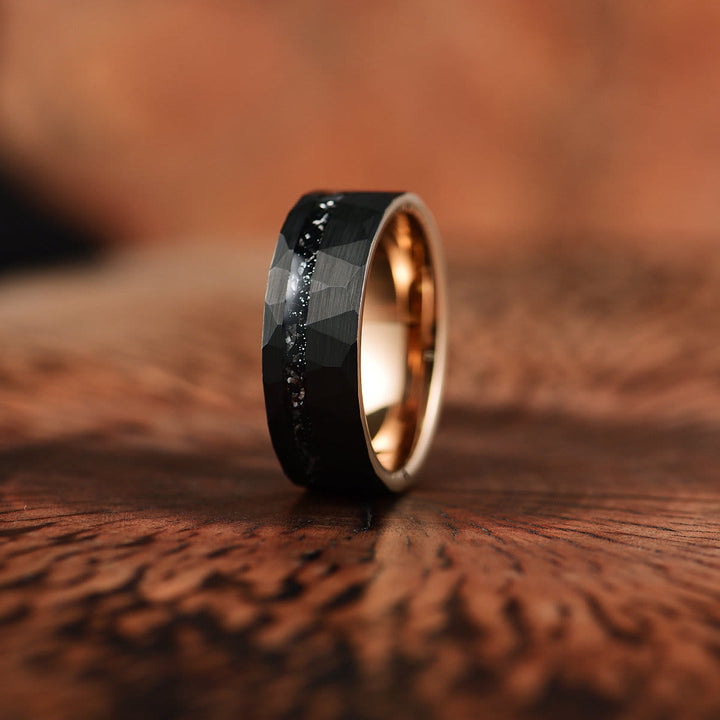 8mm Black Tourmaline Tungsten Carbide Ring - Ares-2.13 inches-The Livary
