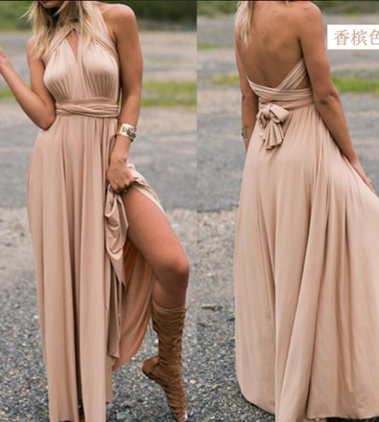 Wrap dress for women – Versatile & transformable with over 50 styling variations – Mira-Beige-S-The Livary