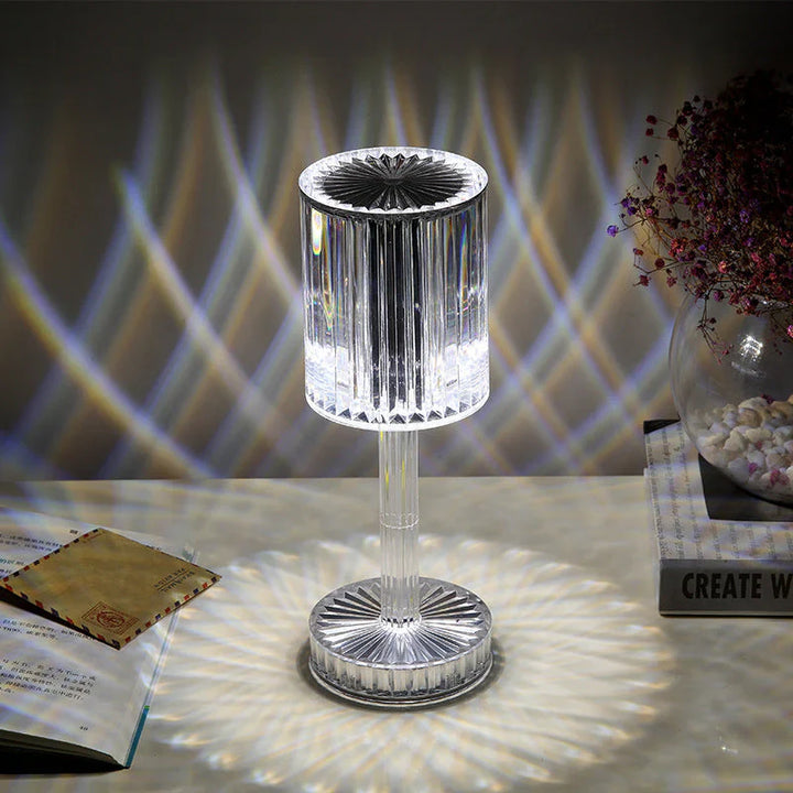 Dimmable Crystal Table Lamp with Modern Lighting - Seraphine-Transparent-Rechargeable (touch) - 3 colours-3.34x9.84 inches-The Livary