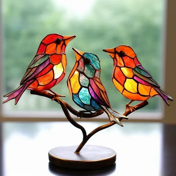 Coloured Glass Birds for Chic Interior Design - ChicGlass Birds-3 Birds (type 1)-The Livary
