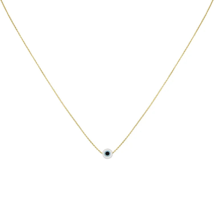 Glossy Nazar Necklace - Amira-White-Gold-The Livary