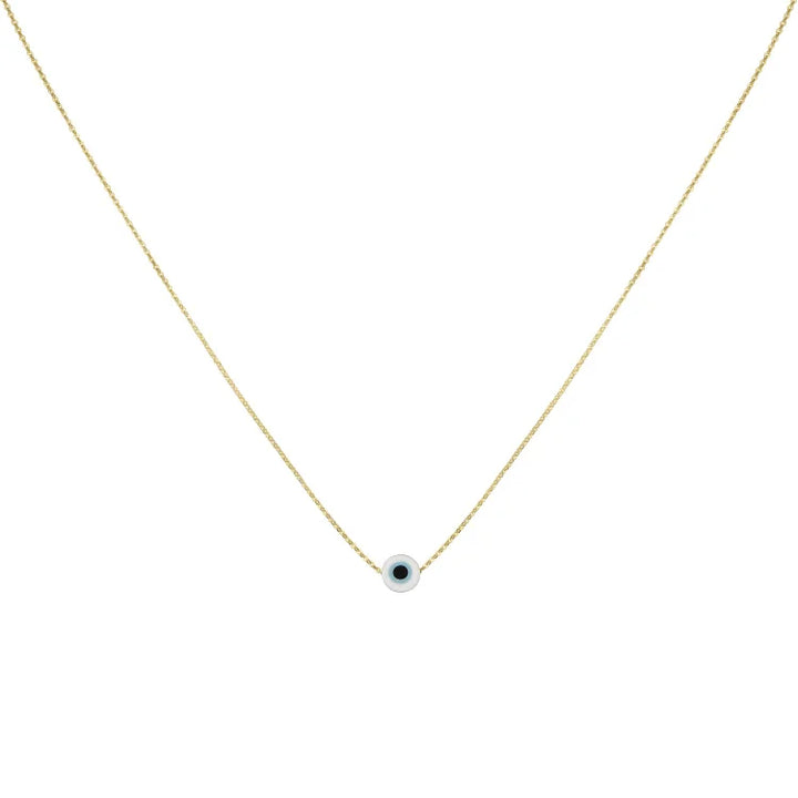 Glossy Nazar Necklace - Amira-White-Gold-The Livary
