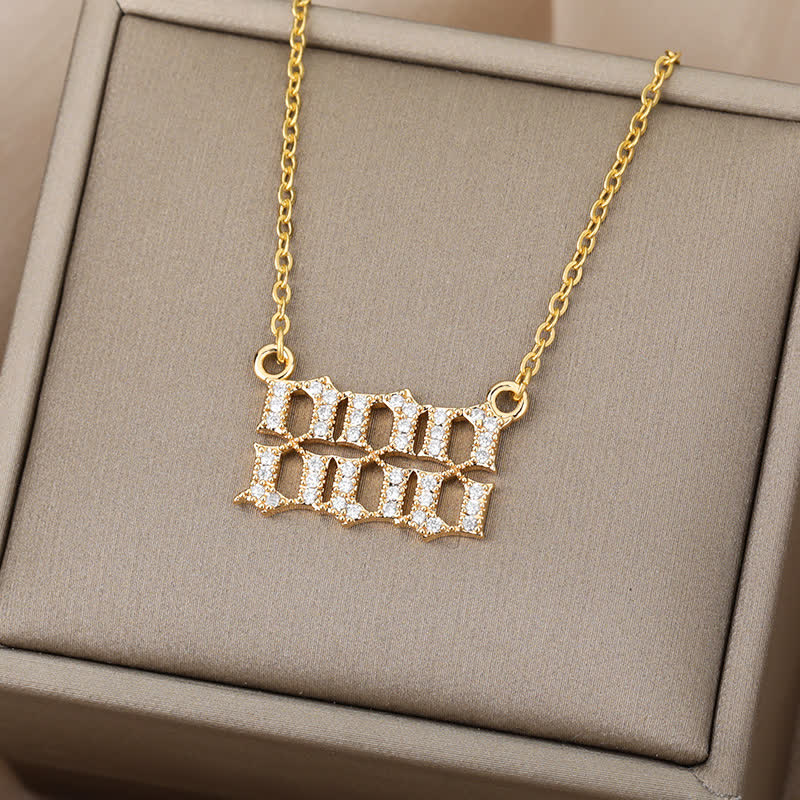 Zirconia Angel Numbers Necklace - Seraphina-Gold-777-The Livary