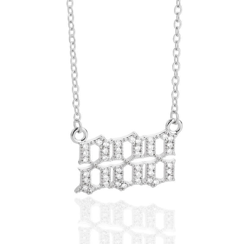 Zirconia Angel Numbers Necklace - Seraphina-Silver-888-The Livary