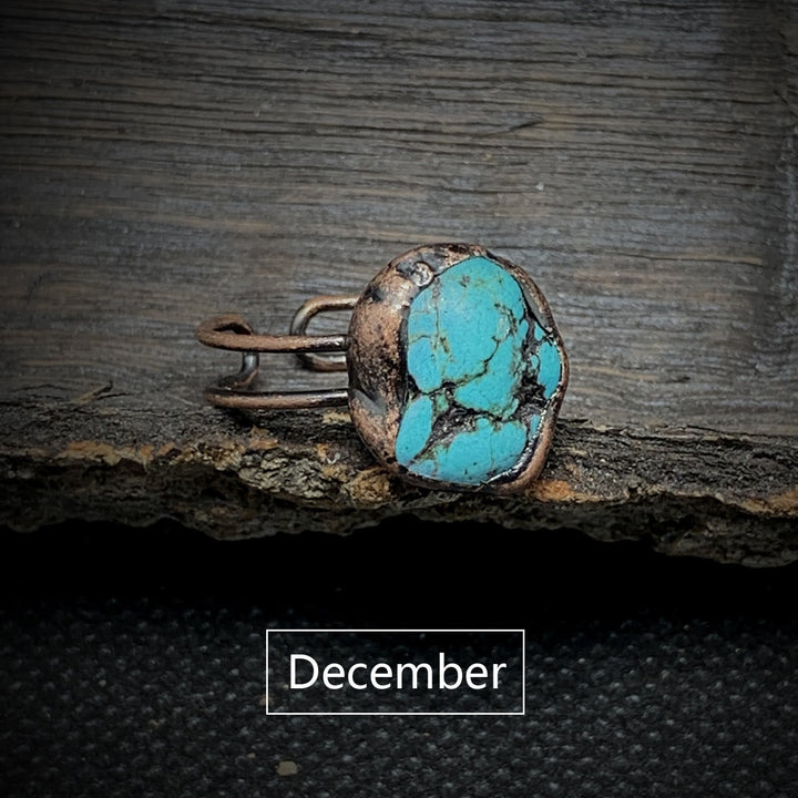 Natural Raw Birthstone Ring - Selina-January & Pomegranate-The Livary