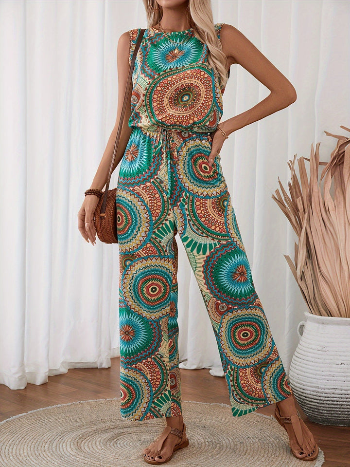 Trendy women's jumpsuit with mandala print for summer - BohoStrahl-S-The Livary