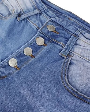 Trendy High-Waisted Denim Trousers - Mila-Blue-S-The Livary
