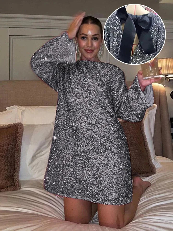 Trendy Glitter Midi Dress - Stella-Grey-XS-The Livary