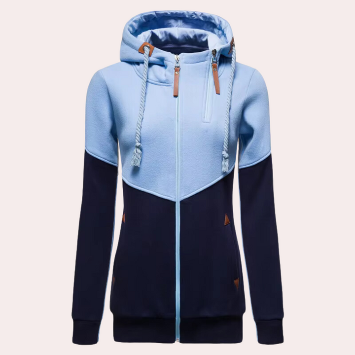 Sporty Women's Jacket with Zip - Nora-Blue-XS-The Livary