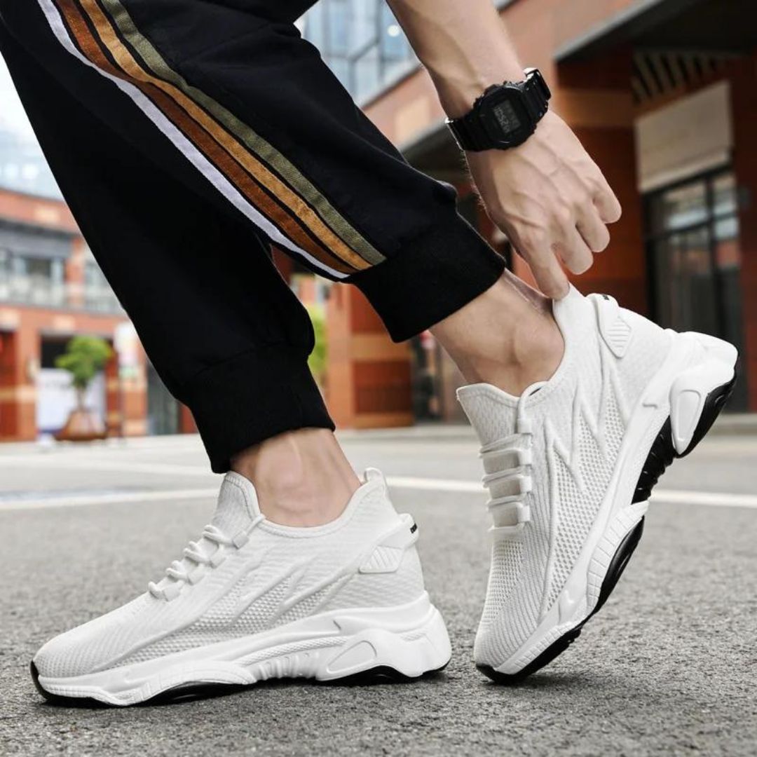 Discreetly stylish men's sneakers – MaxLift Boost-White +3.94″-4.5-The Livary