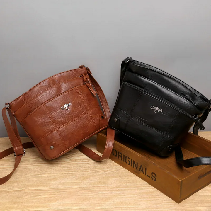 Stylish Leather Ladies Shoulder Bag - Sabrina-Brown-The Livary