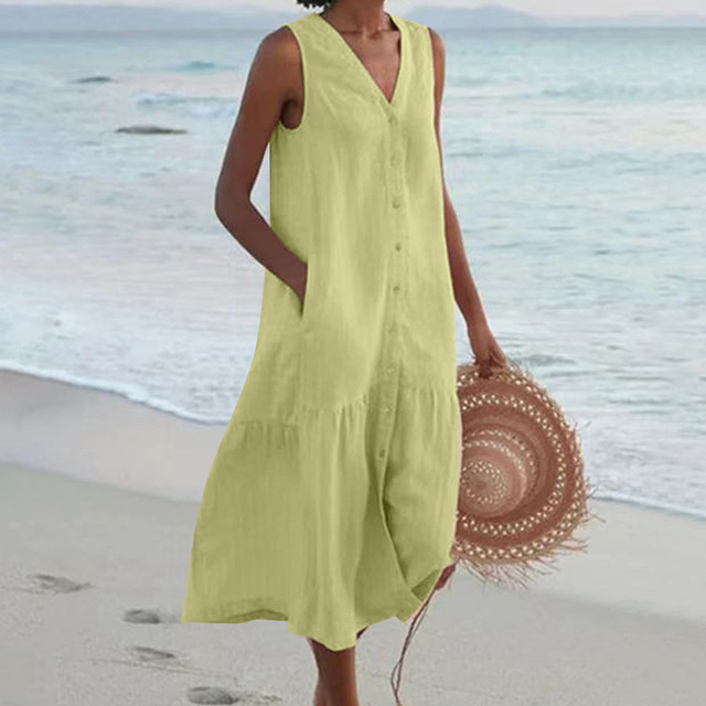 Casual Summer Dress - Liora-Green-S-The Livary