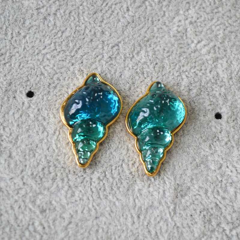 Sea Blue Shell Earrings - Marina-The Livary