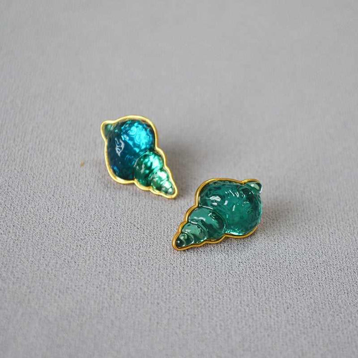Sea Blue Shell Earrings - Marina-The Livary