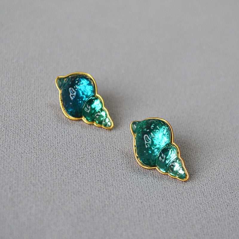 Sea Blue Shell Earrings - Marina-The Livary