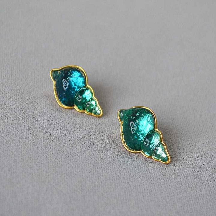 Sea Blue Shell Earrings - Marina-The Livary