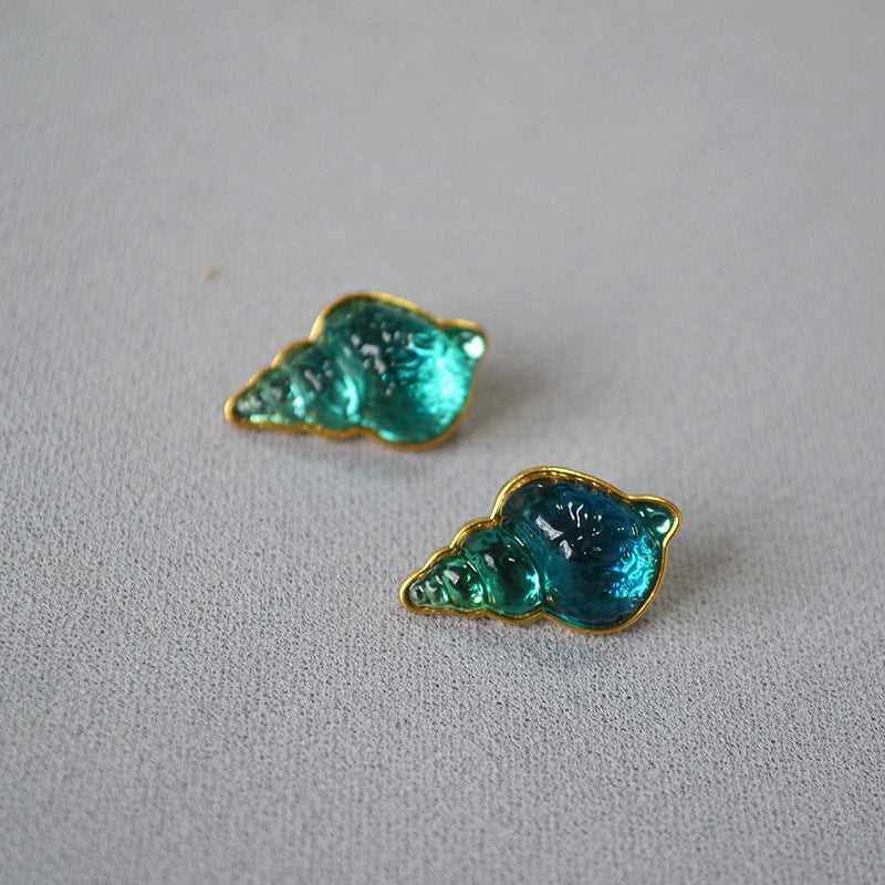 Sea Blue Shell Earrings - Marina-The Livary