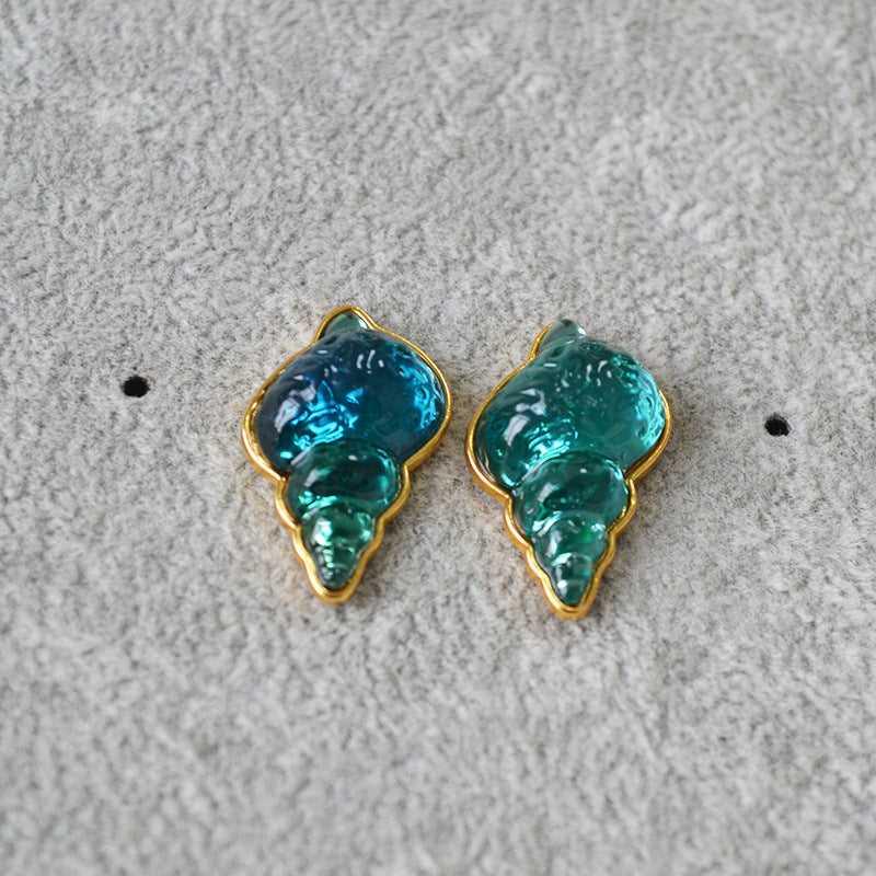 Sea Blue Shell Earrings - Marina-The Livary