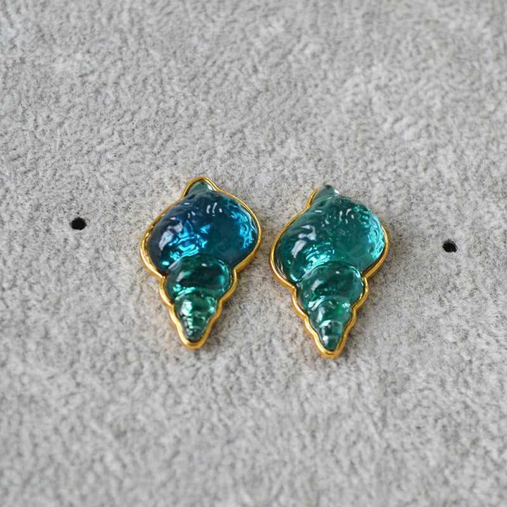 Sea Blue Shell Earrings - Marina-The Livary