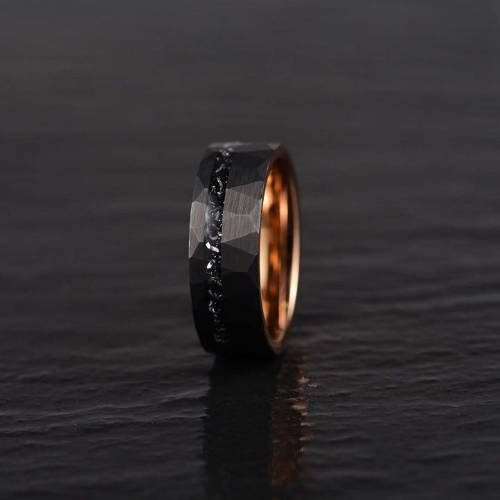 8mm Black Tourmaline Tungsten Carbide Ring - Ares-2.13 inches-The Livary
