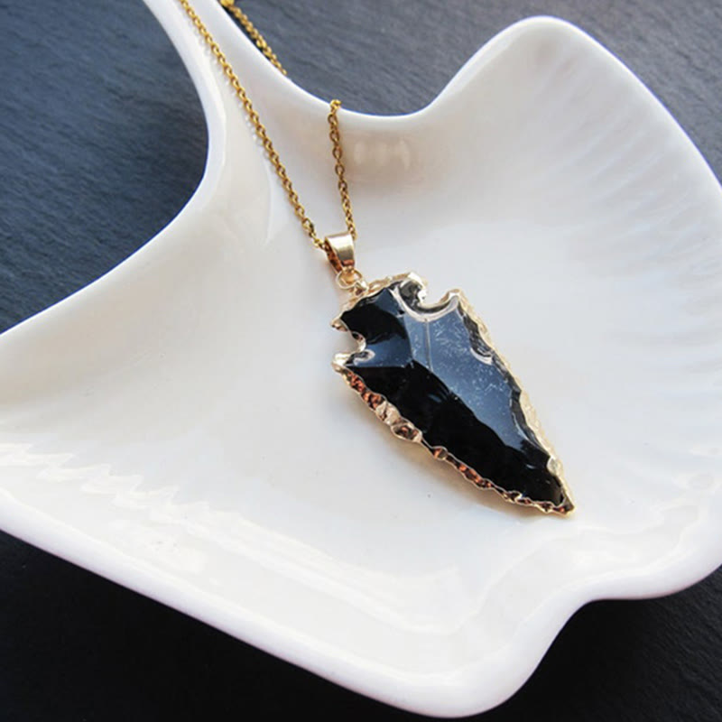 Natural Crystal Carnelian Arrowhead Necklace - Aeliana-Carnelian-The Livary