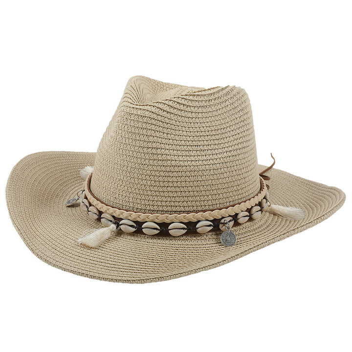 Light summer hat with shells and tassels - Jasmine-Beige-The Livary