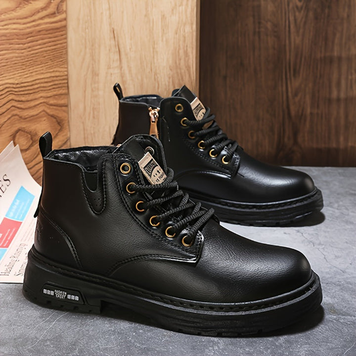 Warm and Stylish Lace-up Boots for Men - Arvo-Dark brown-5-The Livary