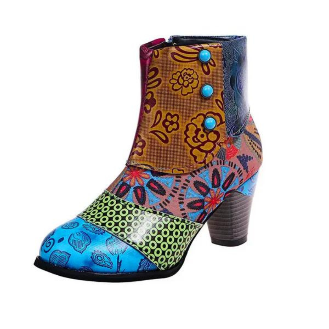 Stylish Retro Leather Women's Boots - Livia-Blue-3.5-The Livary