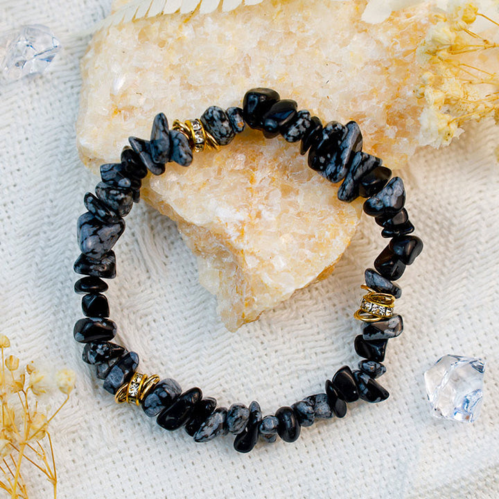 Stylish Natural Stone Crystal Beads Bracelet - Celine-White Turquoise-The Livary