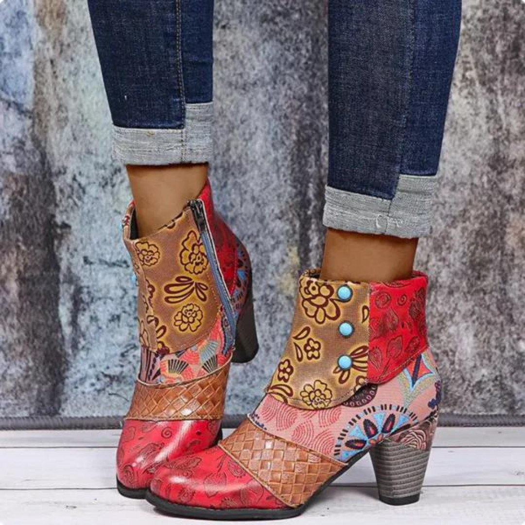 Stylish Retro Leather Women's Boots - Livia-Red-3.5-The Livary