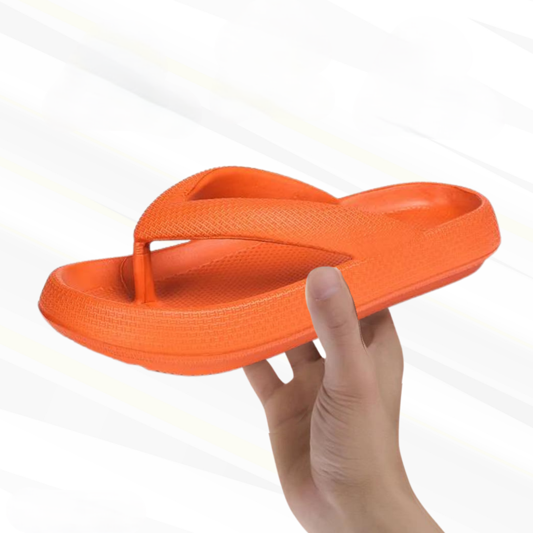Orthopaedic Comfort Flip-Flops – Elara-Orange-3.5-4-The Livary
