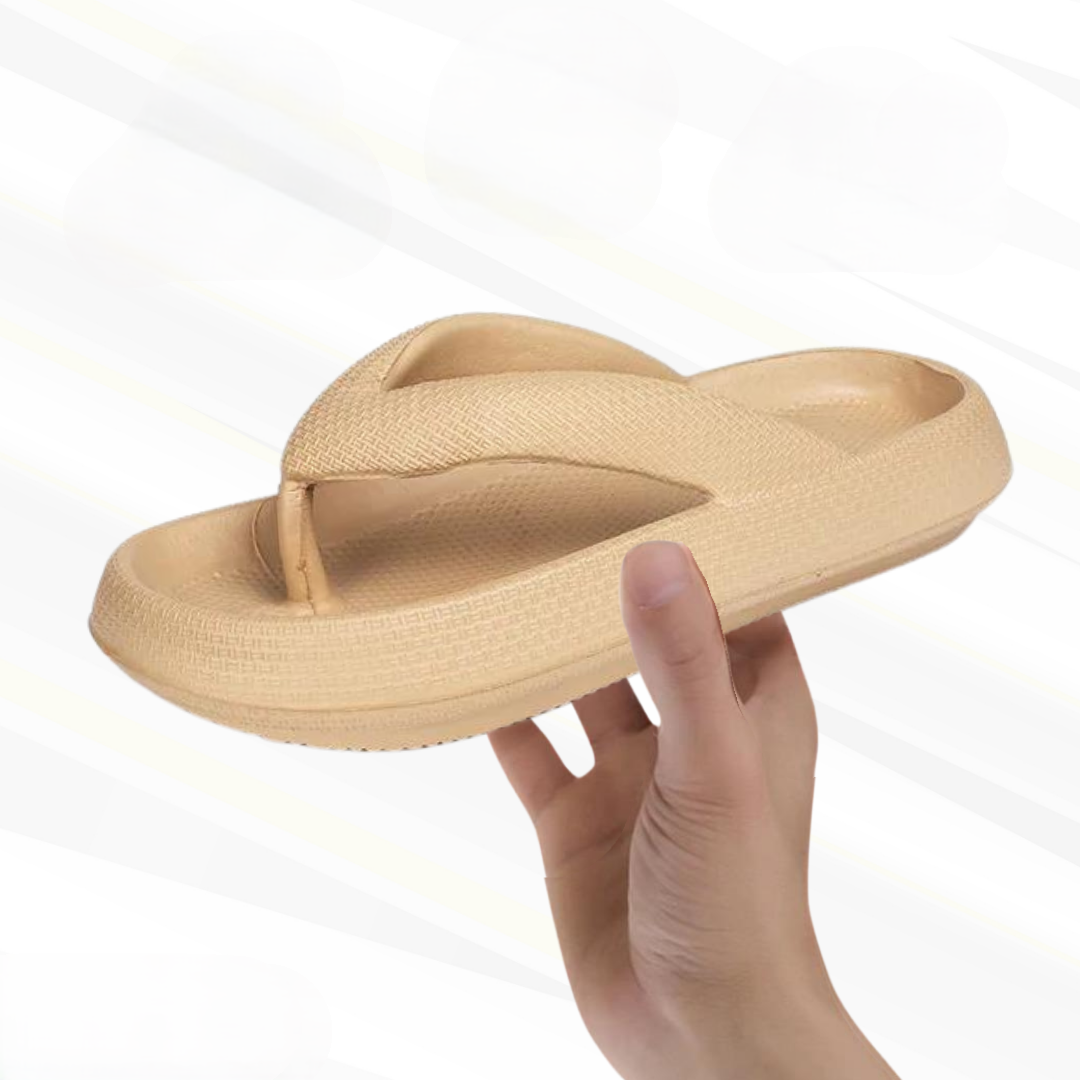 Orthopaedic Comfort Flip-Flops – Elara-Beige-3.5-4-The Livary