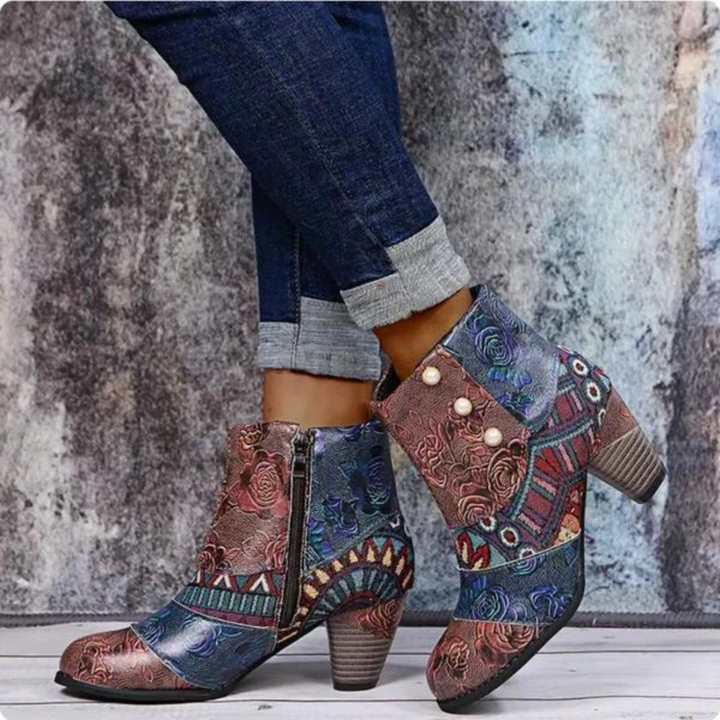 Stylish Retro Leather Women's Boots - Livia-Red-3.5-The Livary