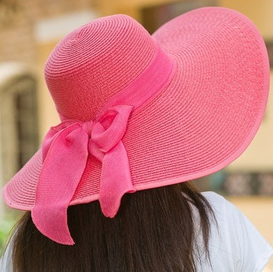 Foldable ladies' beach hat with a wide brim for summer – Vanessa-Red-The Livary