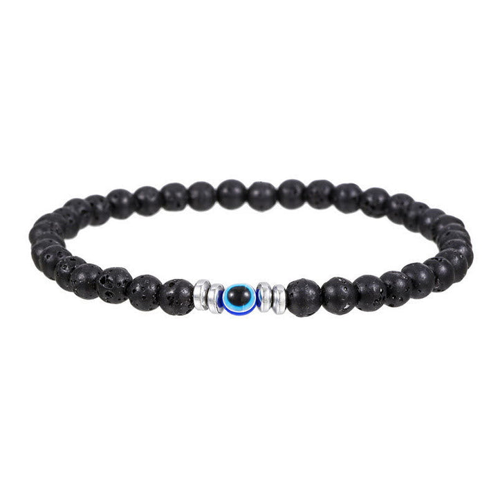 Men's 4mm Natural Stone Evil Eye Bead Bracelet - Thor-Lava stone-The Livary