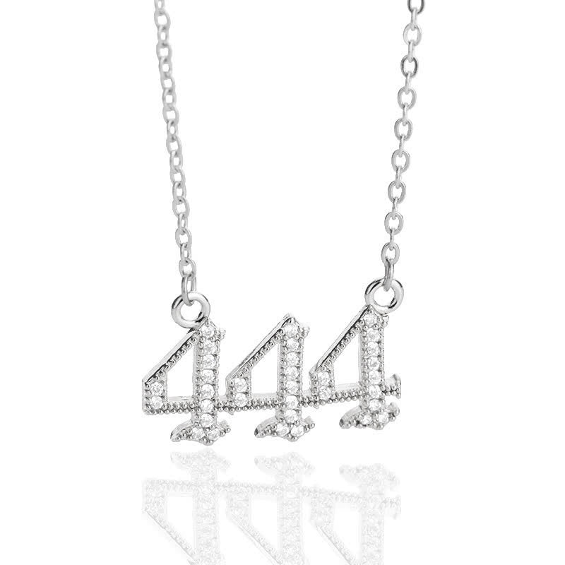Zirconia Angel Numbers Necklace - Seraphina-Silver-444-The Livary