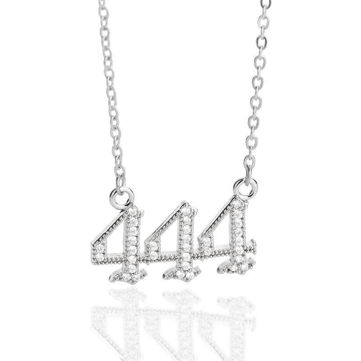 Zirconia Angel Numbers Necklace - Seraphina-Silver-444-The Livary