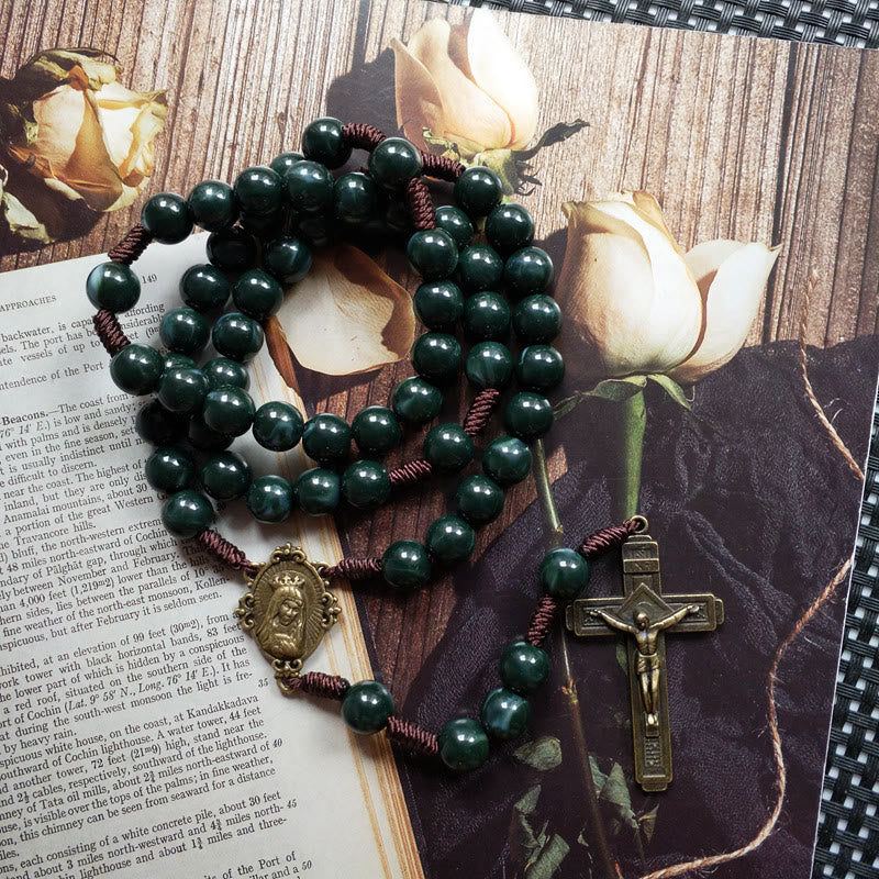 Mosagaat Holy Medal Cross Pendant Rosary Necklace - Celeste-The Livary