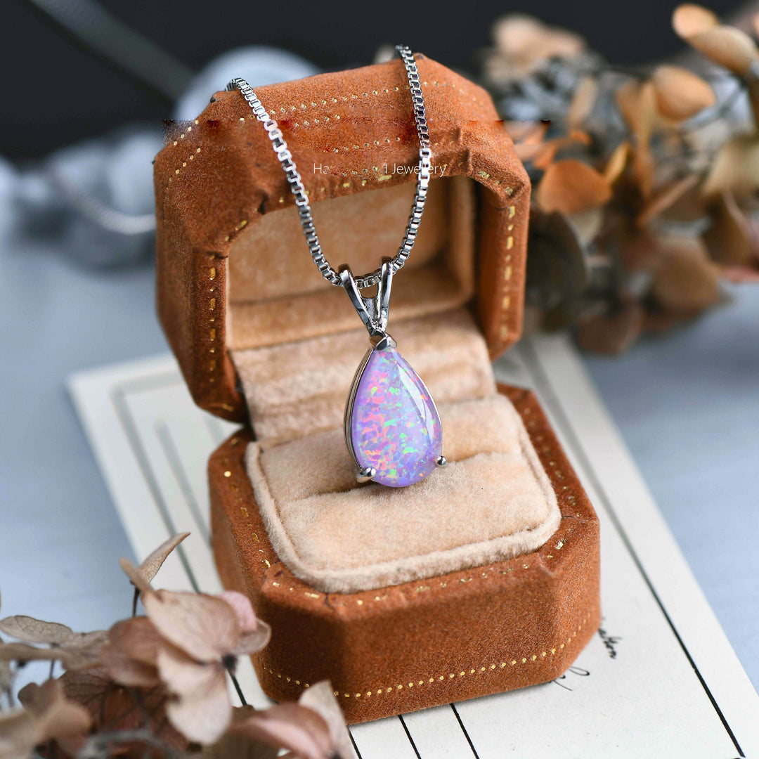 AA OUT OF STOCK Minimalist Drop Opal Pendant Necklace - Selina-White Opal-Rose gold-The Livary