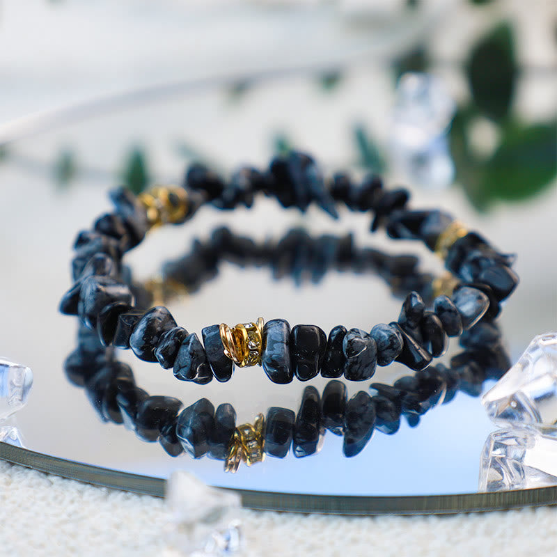 Stylish Natural Stone Crystal Beads Bracelet - Celine-White Turquoise-The Livary