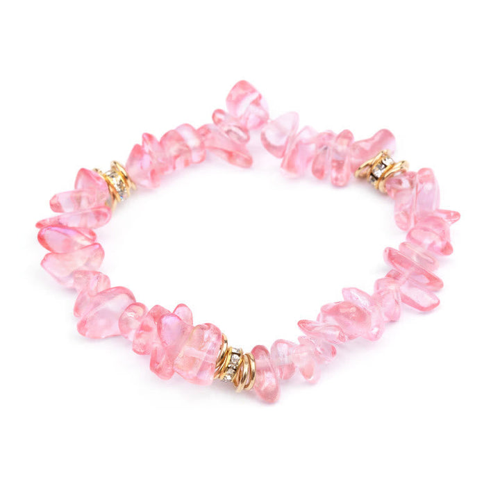 Stylish Natural Stone Crystal Beads Bracelet - Celine-Rose quartz-The Livary